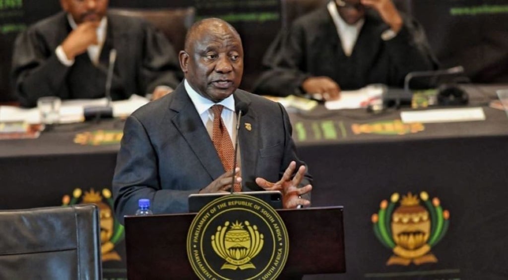 President Cyril Ramaphosa delivers his State of the Nation Address at the City Hall in Cape Town on 9 February 2023.