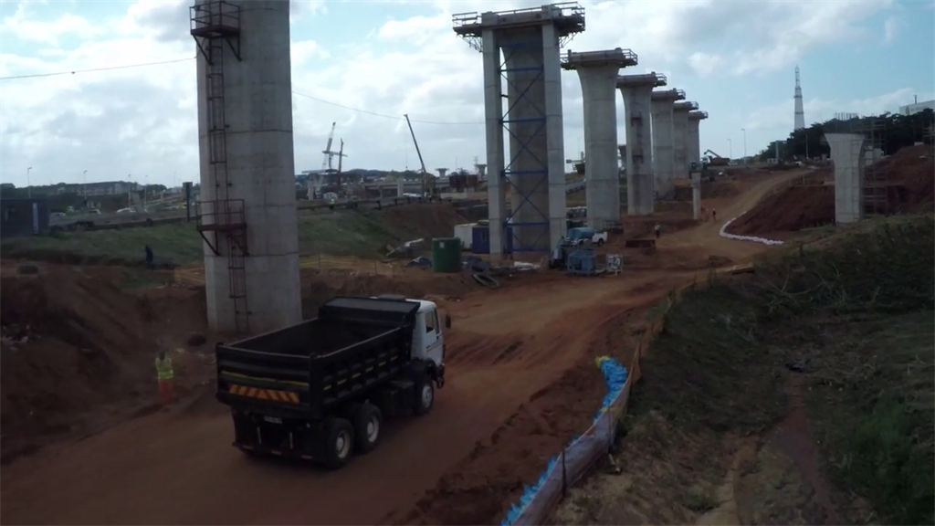 Mt Edgecombe highway interchange's flyover bridge during construction. (Picture: Sanral)